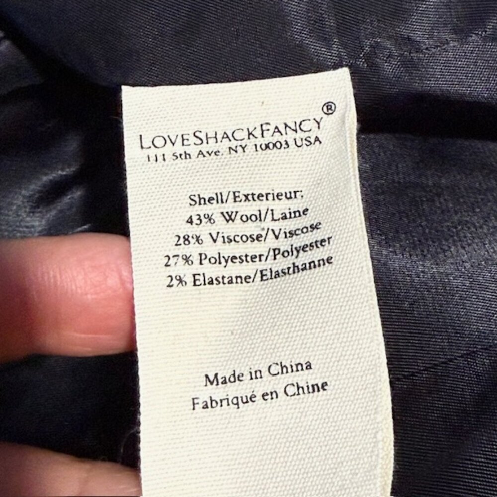 LoveShackFancy Pantonia Black Wool Blend Peplum Blazer Jacket Size 10 NWT $645 - Picture 16 of 16